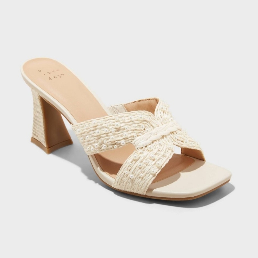 NWT Women's Size 11 Raffia Woven Mules - A New Day